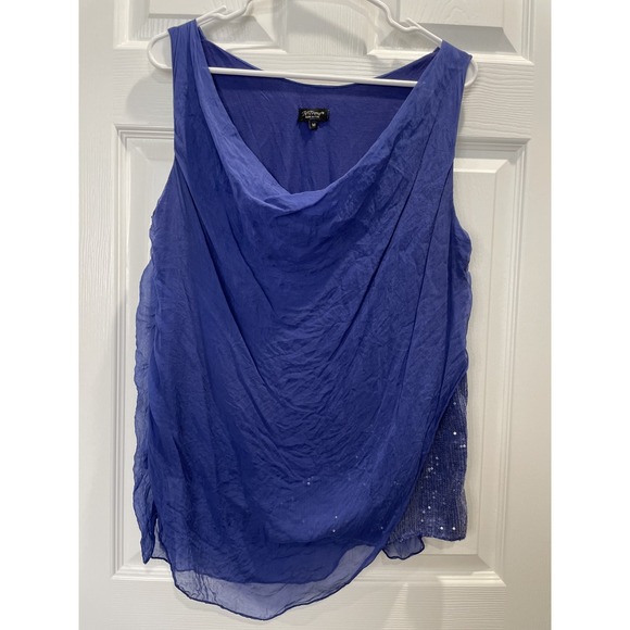 HTrend‎ Silk Cowl Neck Sleeveless Sequin Tank Top Made in Italy M - Picture 1 of 10